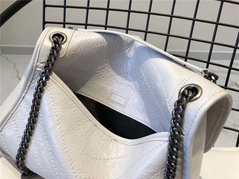 498894 YSL圣羅蘭 NIKI復古 舊油蠟牛皮 中號褶皺 鏈條包 白色