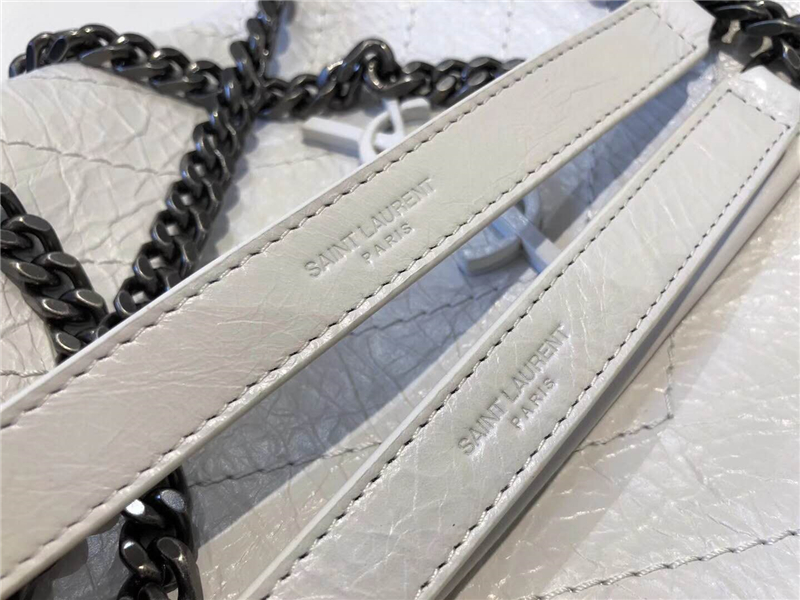498894 YSL圣羅蘭 NIKI復古 舊油蠟牛皮 中號褶皺 鏈條包 白色