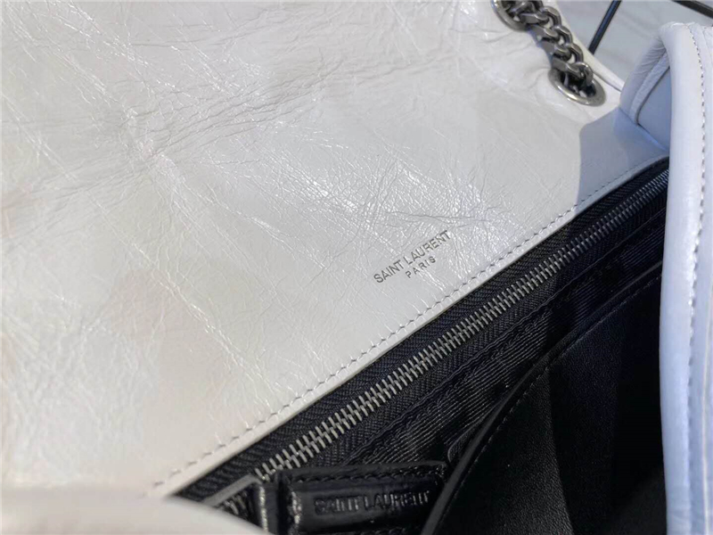 498894 YSL圣羅蘭 NIKI復古 舊油蠟牛皮 中號褶皺 鏈條包 白色