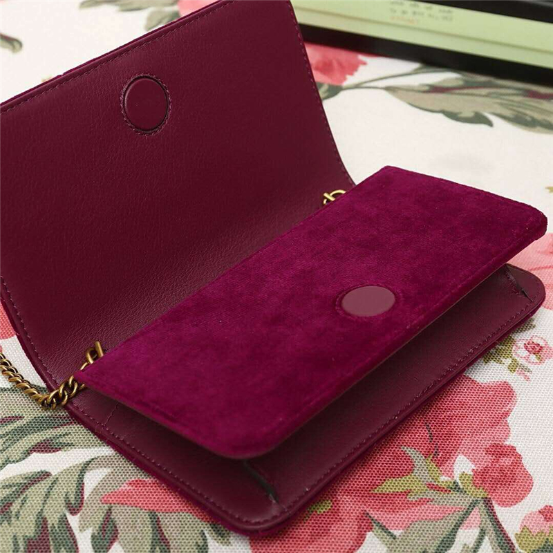 488426 Gucci女包 GG Marmont系列 天鵝絨 古馳鏈條包 Gucci斜挎包 酒紅色