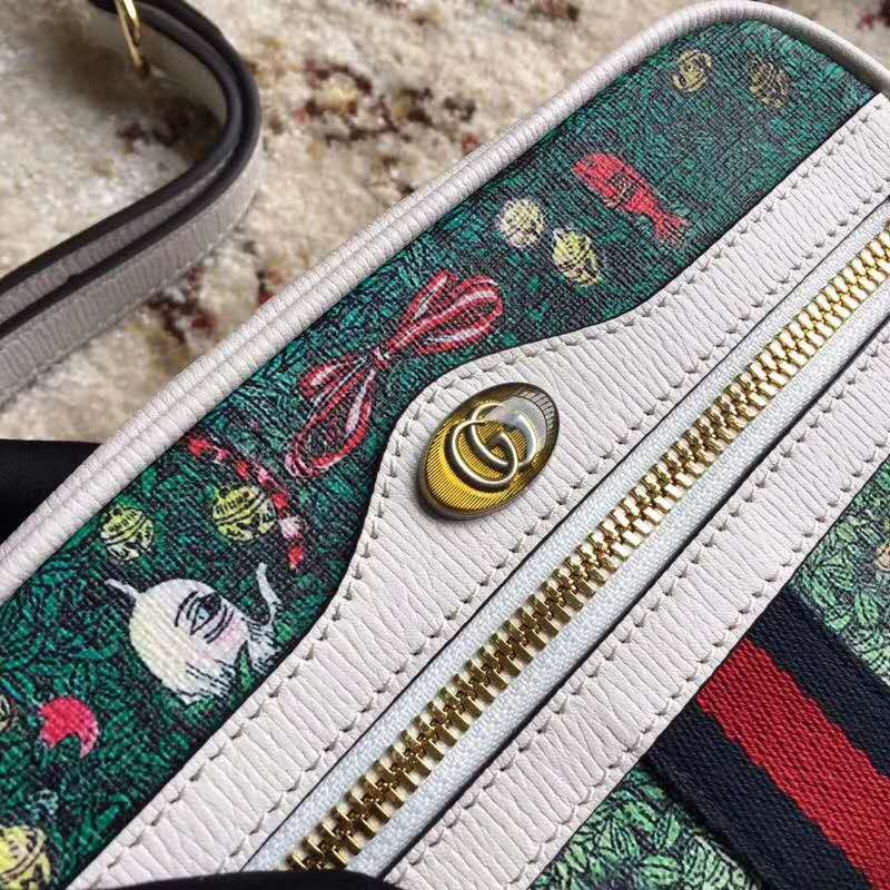 517350 Gucci女包 全新Ophidia系列 復古花鳥印花 古馳迷你手袋 綠色