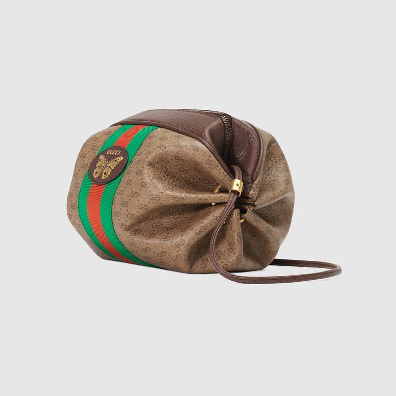 564582 9Y6AT 8361 Gucci 織帶和蝴蝶圖案迷你GG手袋 Gucci手袋 Gucci斜挎包 烏木色
