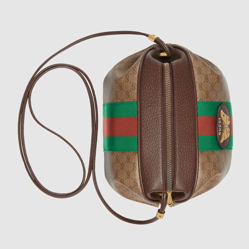 564582 9Y6AT 8361 Gucci 織帶和蝴蝶圖案迷你GG手袋 Gucci手袋 Gucci斜挎包 烏木色