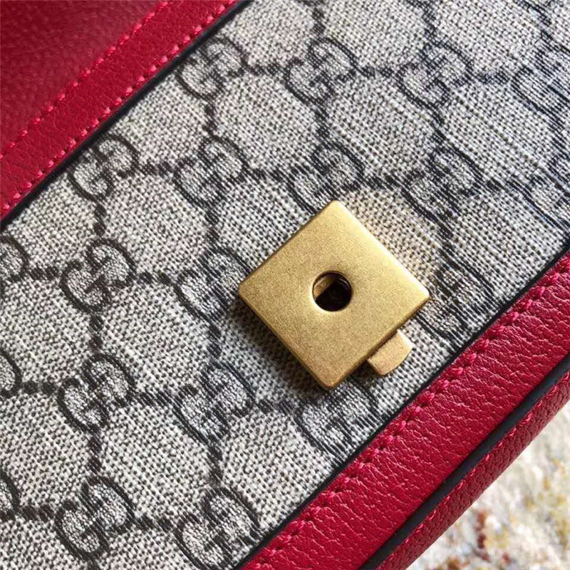 443497 Gucci女包 Marmont系列 古馳單肩包 金屬雙G PVC人造皮 紅色