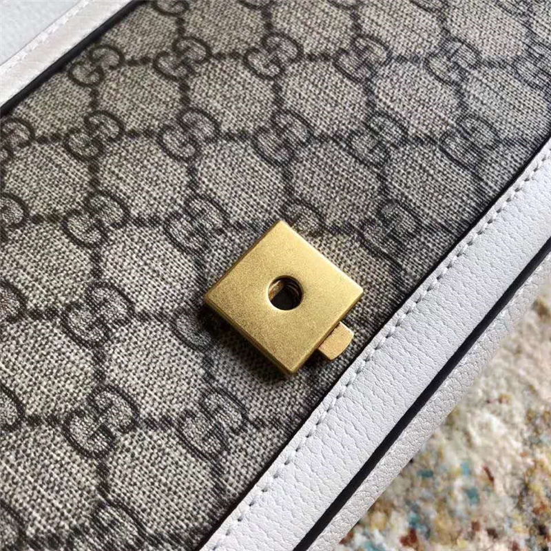 443497 Gucci女包 Marmont系列 古馳單肩包 金屬雙G PVC人造皮 白色