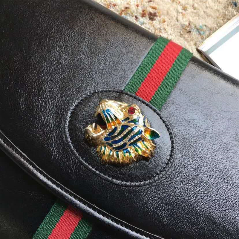 564697 Gucci女包 古馳單肩包 Gucci斜挎包 大號 古馳虎頭標 Rajah系列 黑色