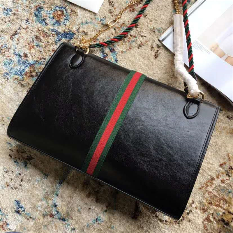 564697 Gucci女包 古馳單肩包 Gucci斜挎包 大號 古馳虎頭標 Rajah系列 黑色
