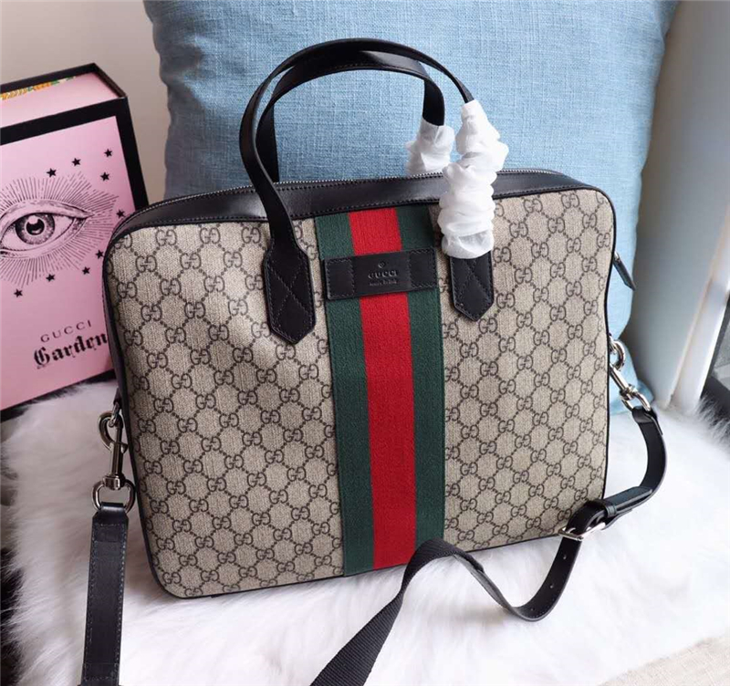 387102 GUCCI男包 郵差公文包 古馳手提包 大容量 灰色