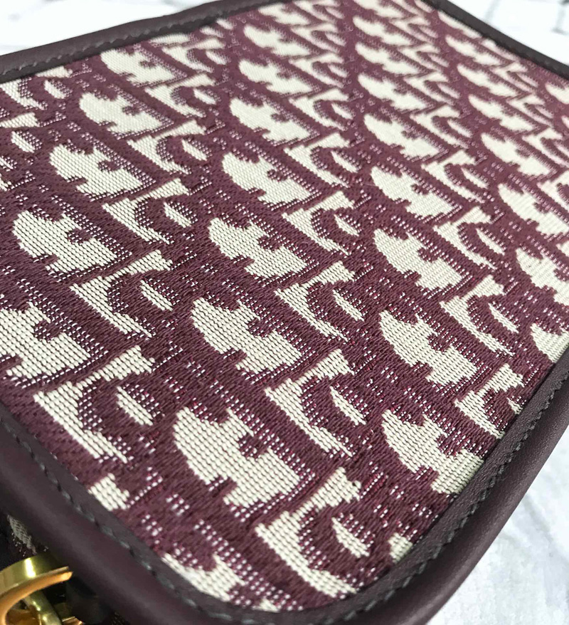 S5700CTZQ Diorquake Dior Oblique酒紅色提花帆布皮夾 Dior手包 Dior手拿包 酒紅色