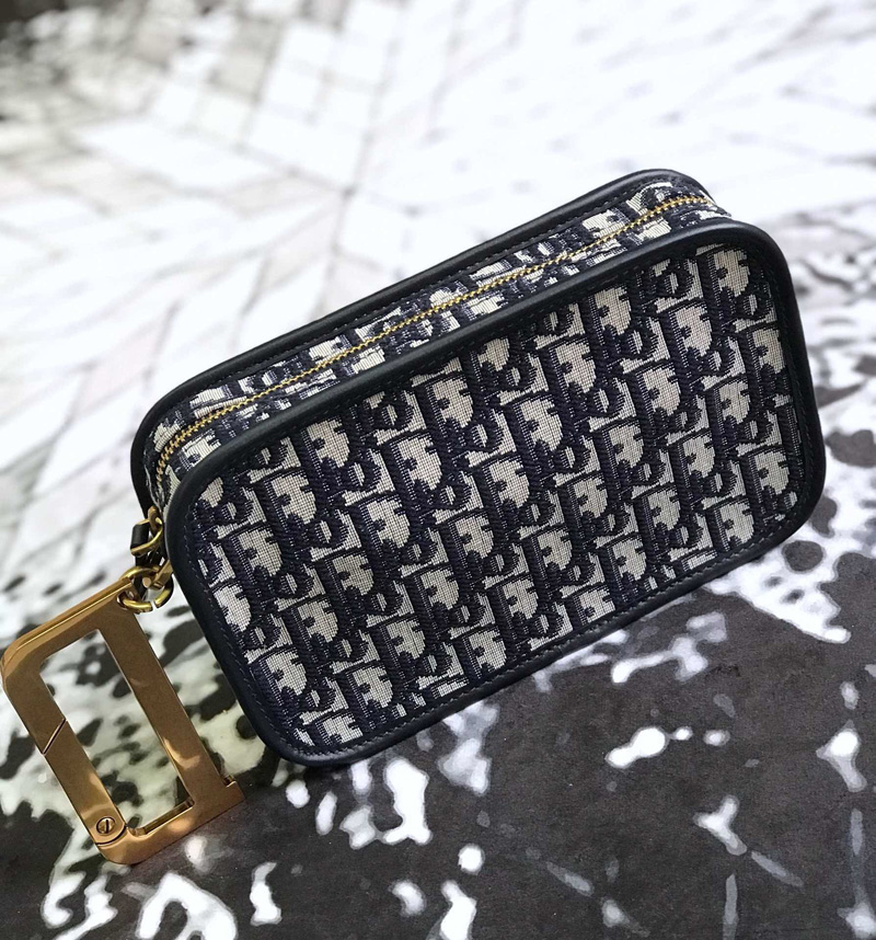 S5700CTZQ Diorquake Dior Oblique酒紅色提花帆布皮夾 Dior手包 Dior手拿包 黑色