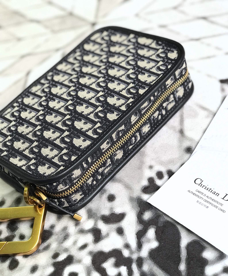 S5700CTZQ Diorquake Dior Oblique酒紅色提花帆布皮夾 Dior手包 Dior手拿包 黑色