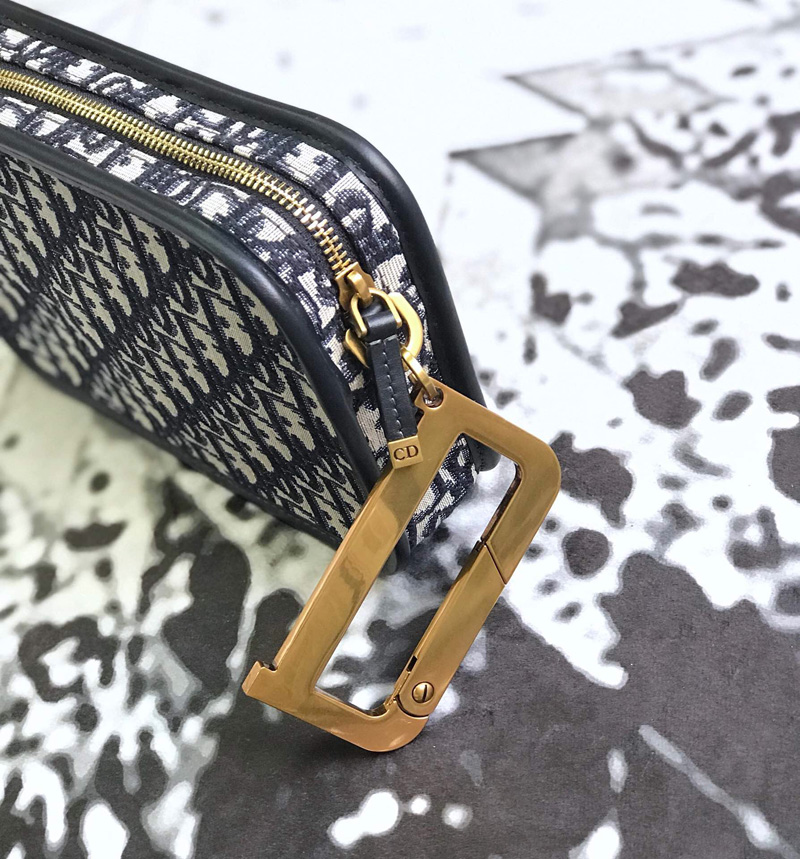 S5700CTZQ Diorquake Dior Oblique酒紅色提花帆布皮夾 Dior手包 Dior手拿包 黑色