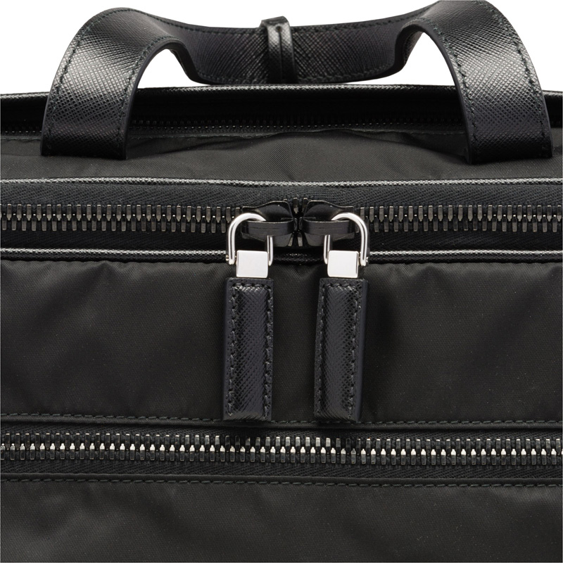 2VE407 Prada普拉達(dá)男包 Prada男士公文包 普拉達(dá)尼龍布手提包 黑色