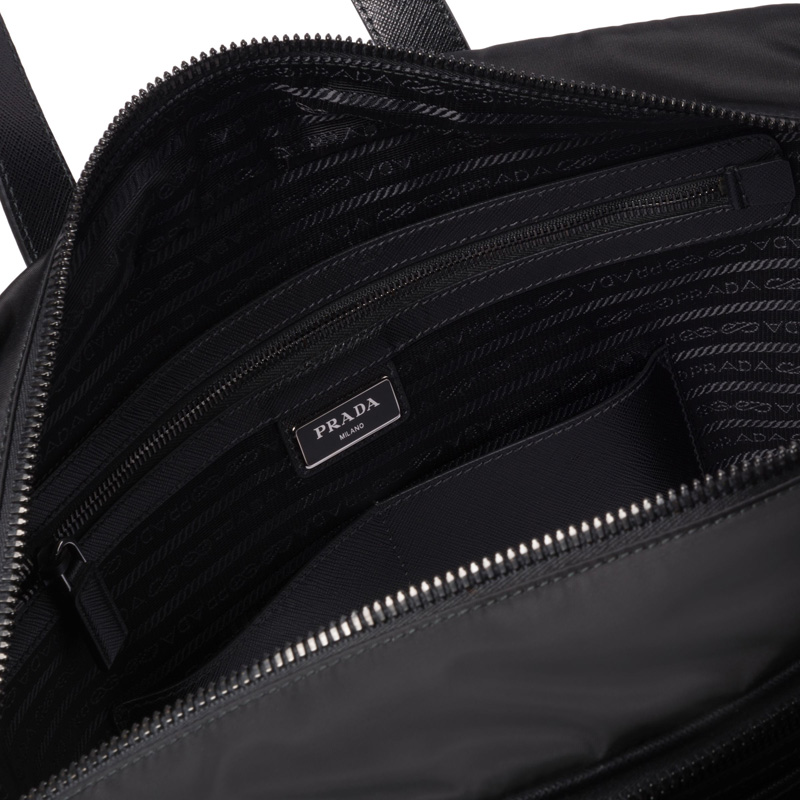 2VE407 Prada普拉達(dá)男包 Prada男士公文包 普拉達(dá)尼龍布手提包 黑色