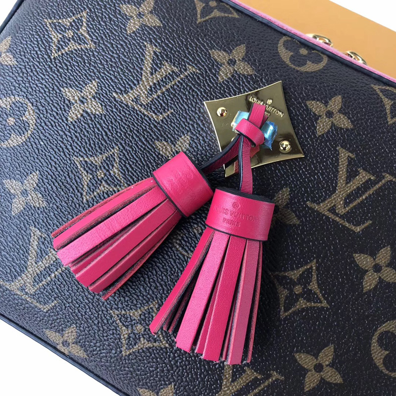 M43557 LV Saintonge 手袋 Monogram帆布老花女包 LV相機包 玫紅