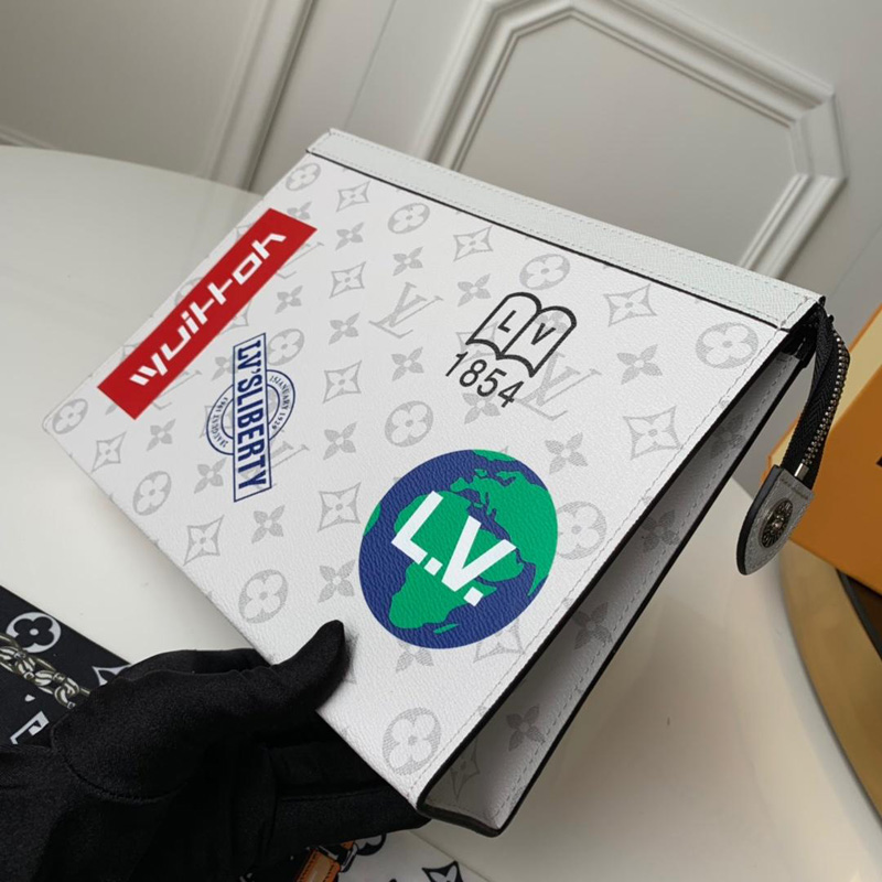 M61692 LV LV Pochette Voyage 中號手袋 1854白花地球絲印 LV手包