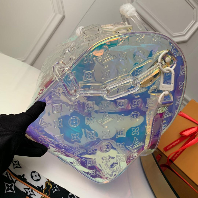 M53271 LV KEEPALL 50 旅行袋(配肩帶)透明Monogram印花PVC旅行袋