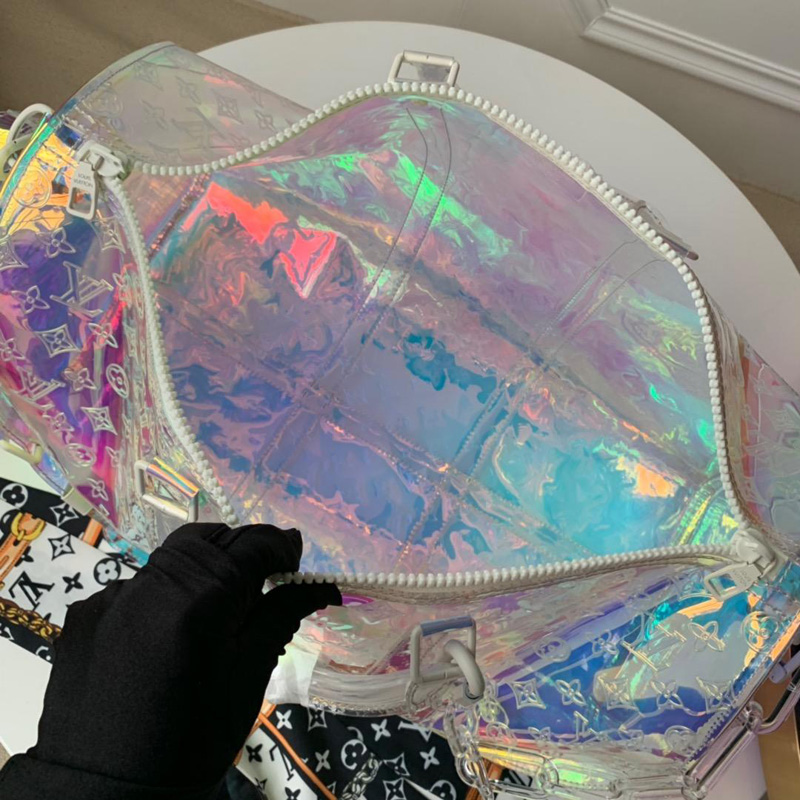 M53271 LV KEEPALL 50 旅行袋(配肩帶)透明Monogram印花PVC旅行袋