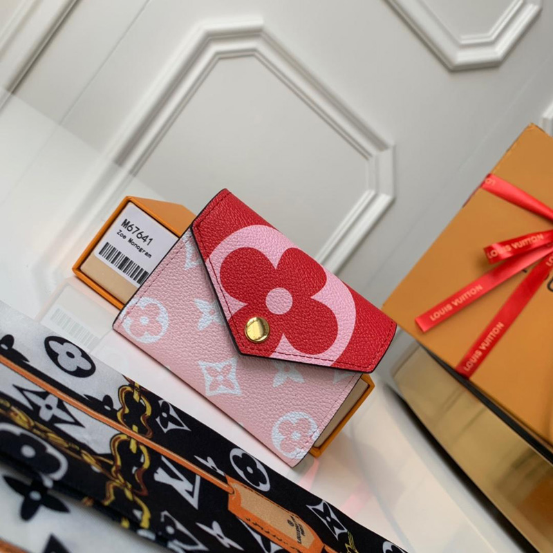 M67641 LV ZOE 錢夾 Monogram 涂層帆布信封錢包 紅色