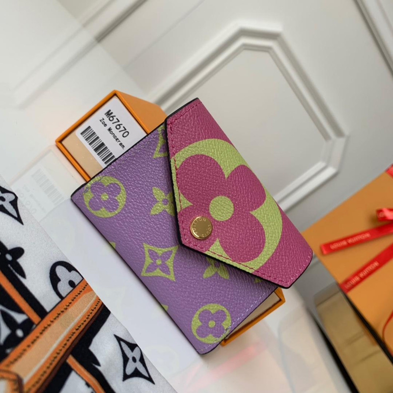 M67670 LV ZOE 錢夾 Monogram 涂層帆布信封錢包 粉色