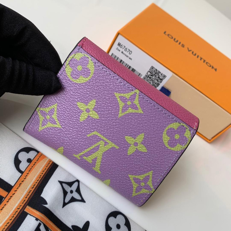 M67670 LV ZOE 錢夾 Monogram 涂層帆布信封錢包 粉色