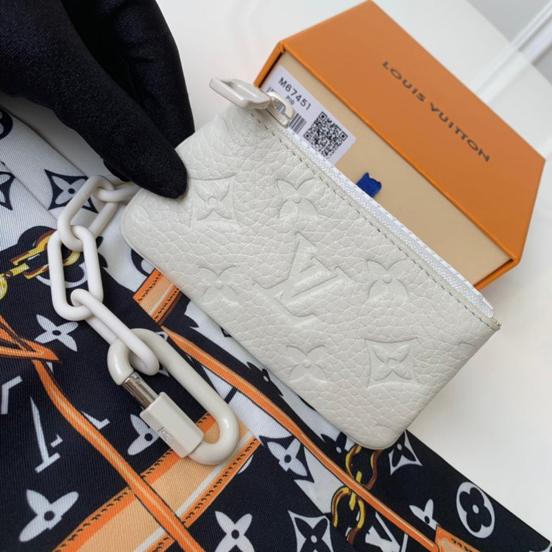 M67451 LV鑰匙包 Taurillon Monogram小公牛皮零錢包 粉白色