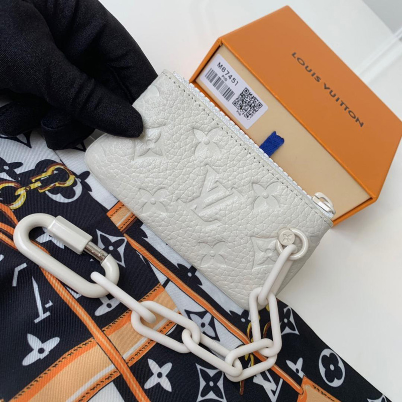 M67451 LV鑰匙包 Taurillon Monogram小公牛皮零錢包 粉白色