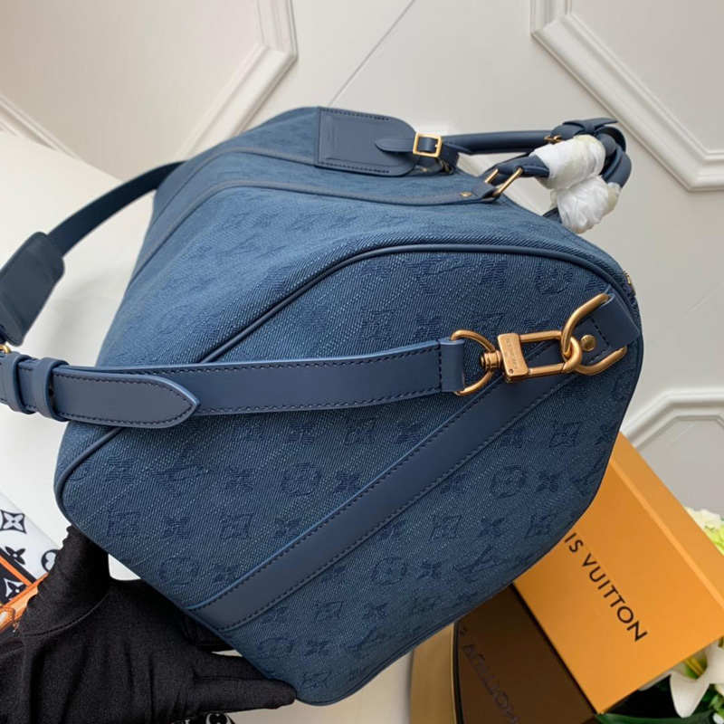 M44645 LV KEEPALL BANDOULIERE 50 手袋 Monogram 丹寧布旅行袋 海軍藍