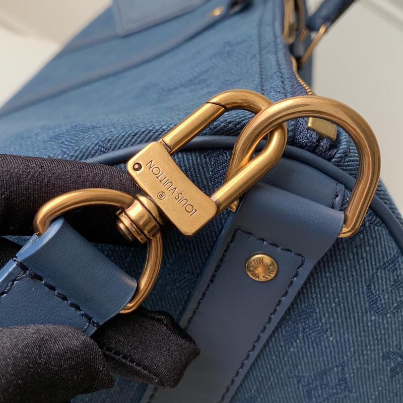 M44645 LV KEEPALL BANDOULIERE 50 手袋 Monogram 丹寧布旅行袋 海軍藍