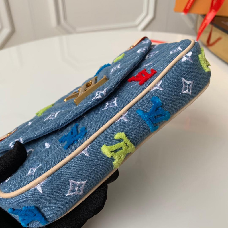 M67531 LV NEW WAVE 鏈條包 Monogram 刺繡牛仔布女包