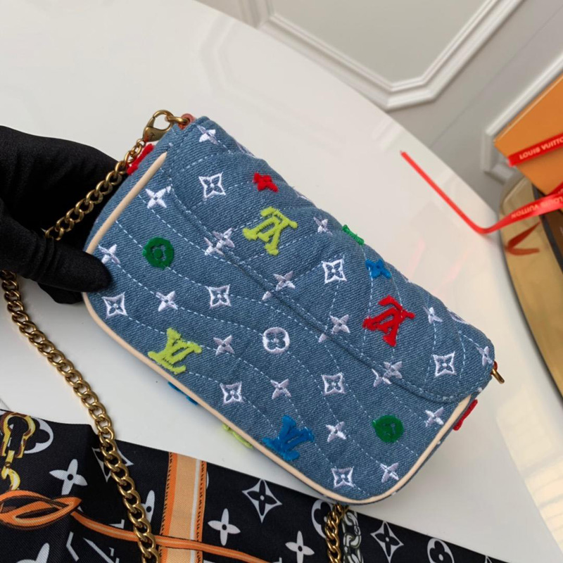 M67531 LV NEW WAVE 鏈條包 Monogram 刺繡牛仔布女包