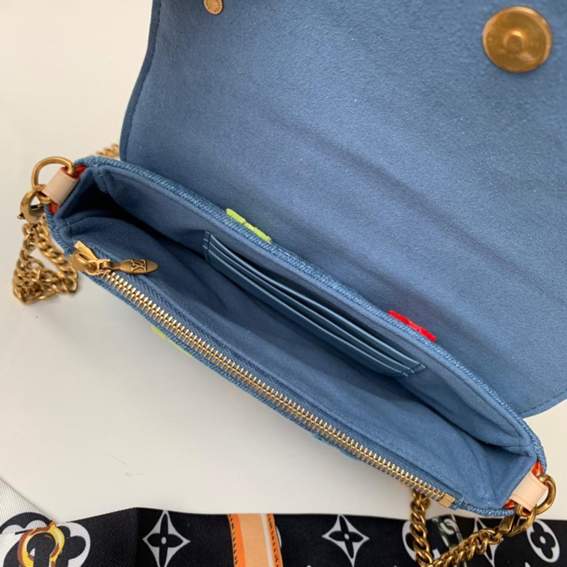 M67531 LV NEW WAVE 鏈條包 Monogram 刺繡牛仔布女包