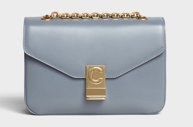 Celine中號霧霾藍亮澤小牛皮C Bag手袋