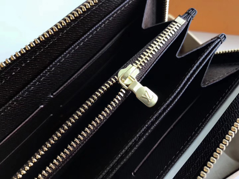 N60015 LV ZIPPY 拉鏈錢夾 Damier帆布咖啡格錢包 LV男士錢夾
