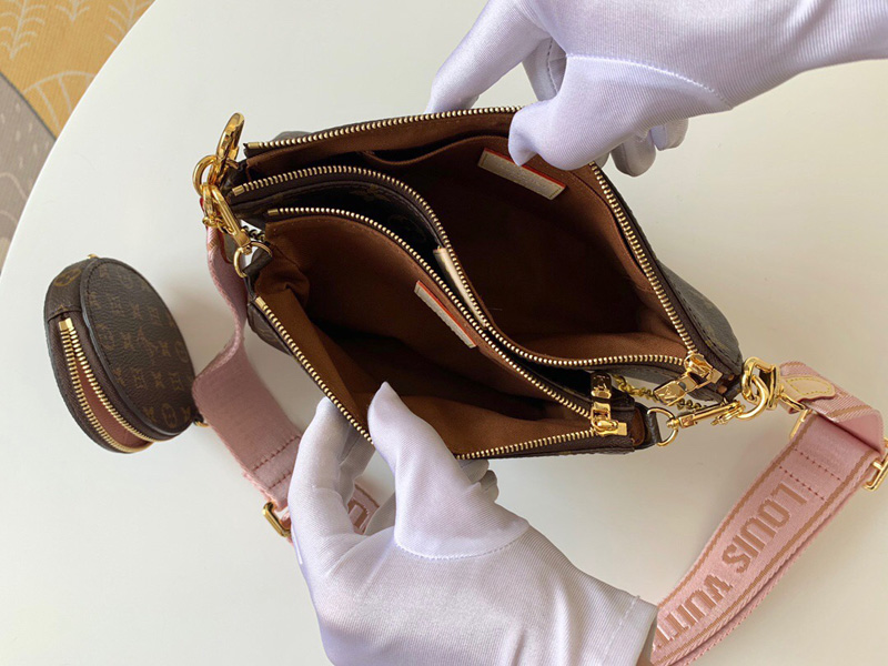 M44840 LV MULTI POCHETTE ACCESSOIRES斜挎包 LV三件套 粉色肩帶