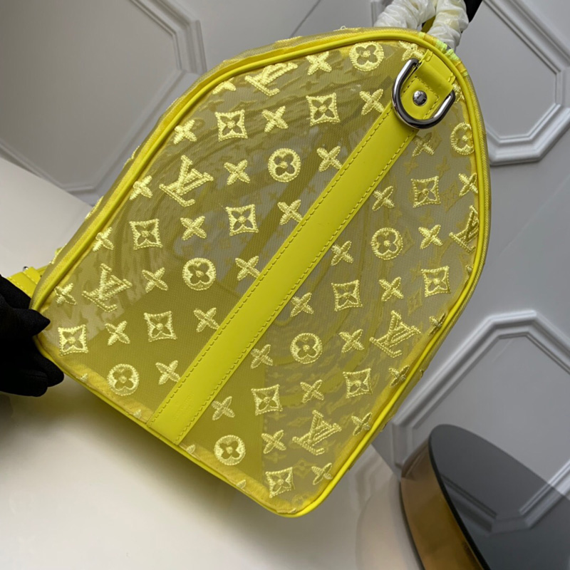 M55380 LV Keepall 50 旅行袋 Monogram刺繡透視圖案旅行包 黃色