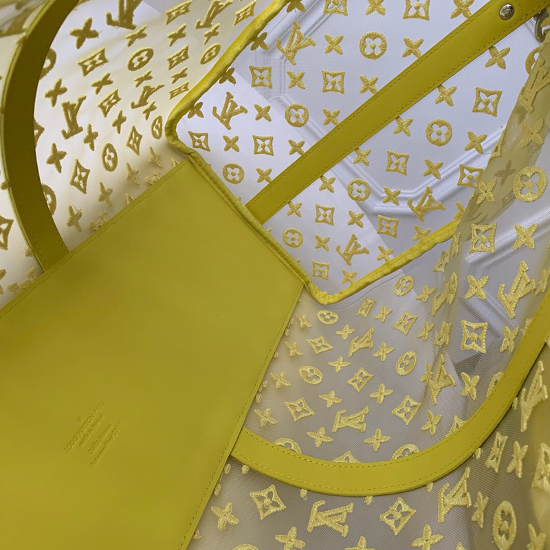 M55380 LV Keepall 50 旅行袋 Monogram刺繡透視圖案旅行包 黃色
