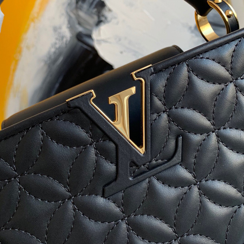 M55366 LV CAPUCINES 小號手袋 Monogram 花卉綿羊皮女包 黑色