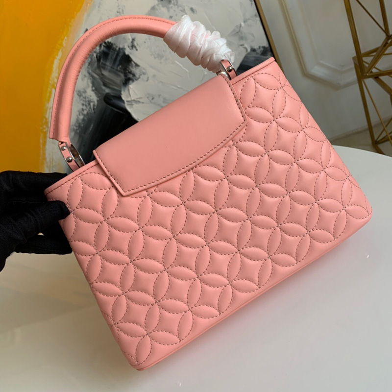 M55534 LV CAPUCINES BB 手袋 Monogram 花卉綿羊皮女包 粉色