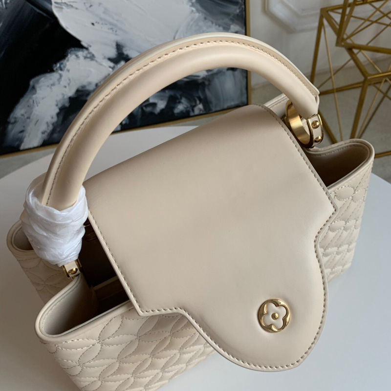 M55361 LV CAPUCINES BB 手袋 Monogram 花卉綿羊皮女包 香草黃