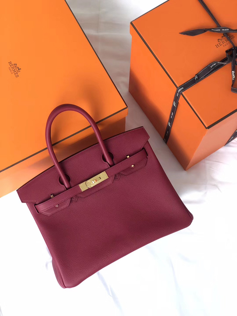 Hermes Birkin系列 鉑金包 純手工定制版 30cm TOGO皮 石榴紅