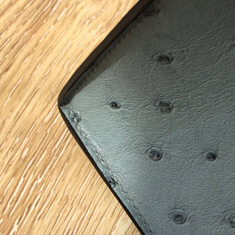 Hermes Kelly系列 愛馬仕凱莉包 純手工定制版 25cm KK級鴕鳥皮 冰川藍(lán)