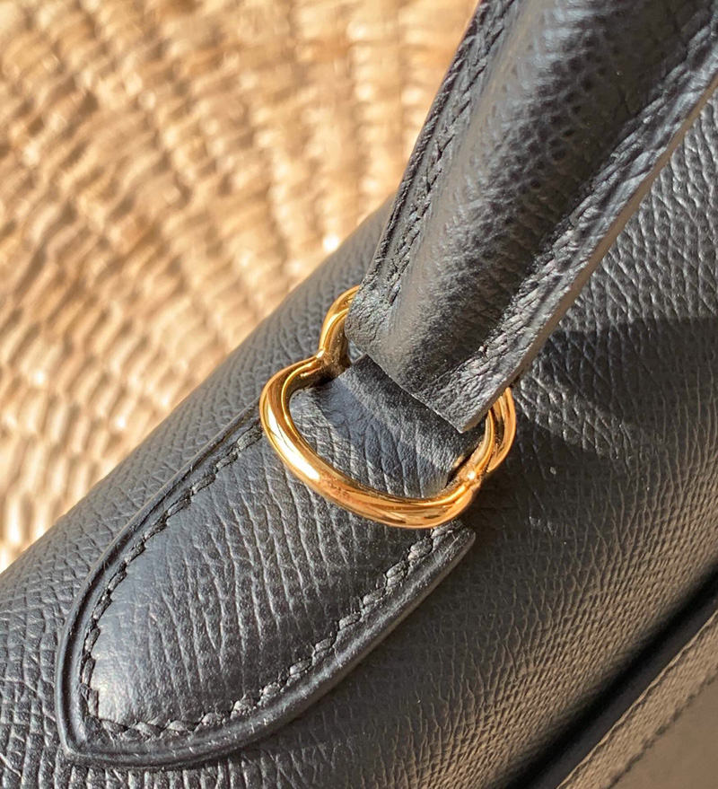愛馬仕Hermes Kelly系列 凱莉包 純手工定制版 28cm epsom皮手掌紋 黑色
