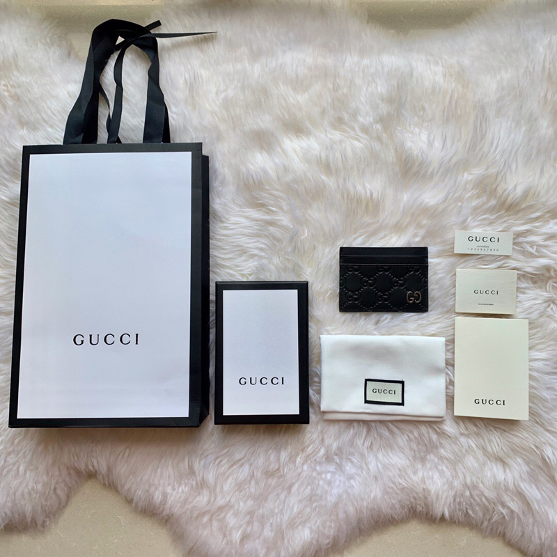 473927 Gucci Signature皮革卡片夾 Gucci卡包 黑色