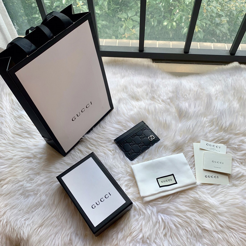 473927 Gucci Signature皮革卡片夾 Gucci卡包 黑色