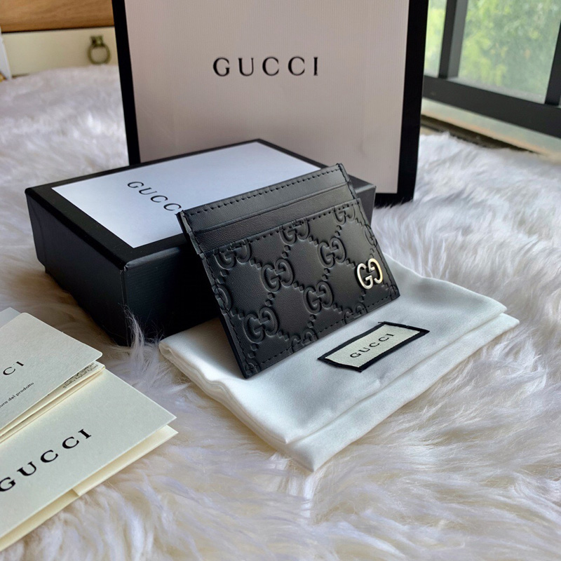 473927 Gucci Signature皮革卡片夾 Gucci卡包 黑色