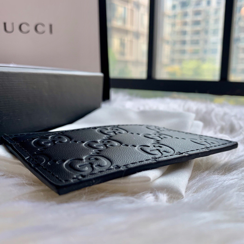 233166 Gucci Signature皮革卡片夾 Gucci卡包 牛皮壓花黑色