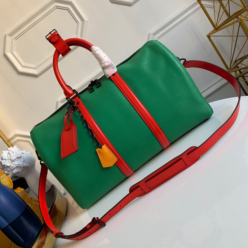 M53419 LV supreme keepall 45 旅行袋 EPl水波紋旅行袋 綠色