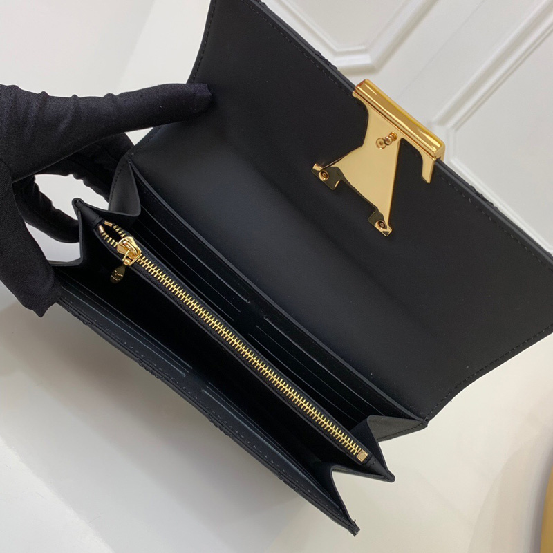 M68590 LV CAPUCINES 錢夾 LV鉤扣女士長款錢夾 黑色