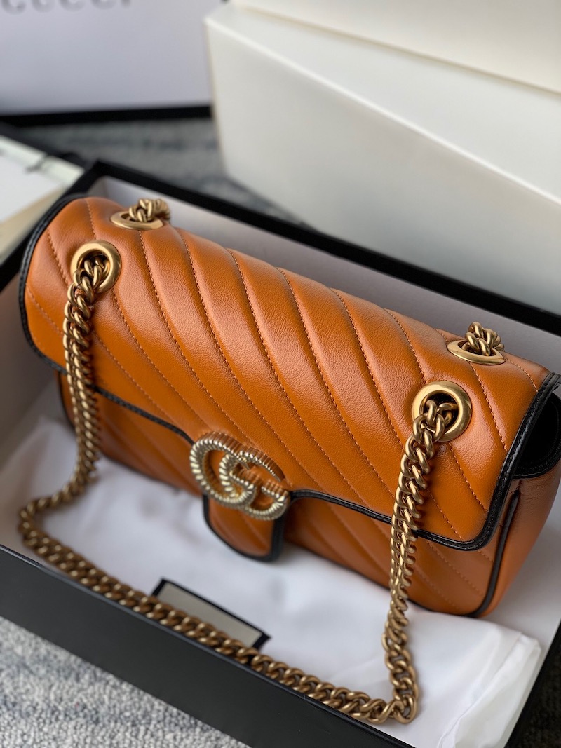 443497 GG Marmont 系列小號肩背包 褐紅色斜紋女包